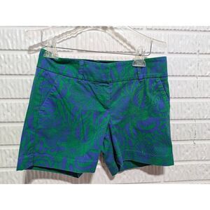 Talbots Women's Blue & Green Tropical Floral Pattern Everyday Chino Shorts Size